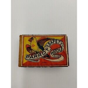 Parrot Safety Matches Vintage Matchbox label  Made In Japan With Felt Ba…
